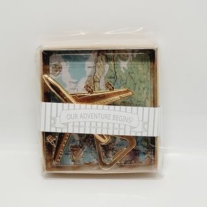 New Travel Gift Our Adventure Begins Gold Airplane Bottle Cap Opener
